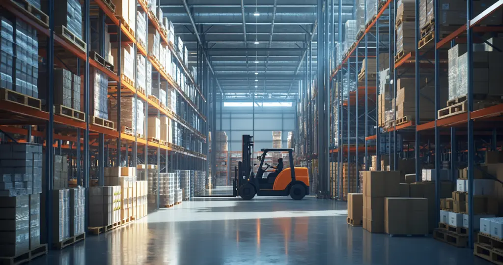 Inventory with lifting vehicle showcasing our processes in place